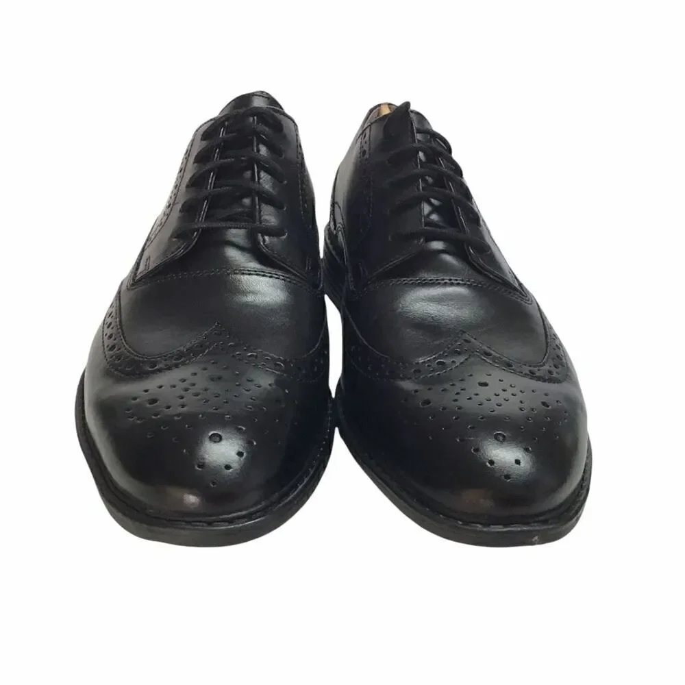 Bostonian Garvan Edge Mens 12 M Wingtip Oxford Dress Shoes Black Leather NEW